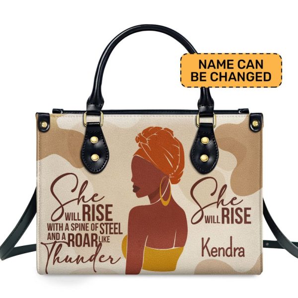 She Will Rise - Personalized Leather Hand Bag Stb99