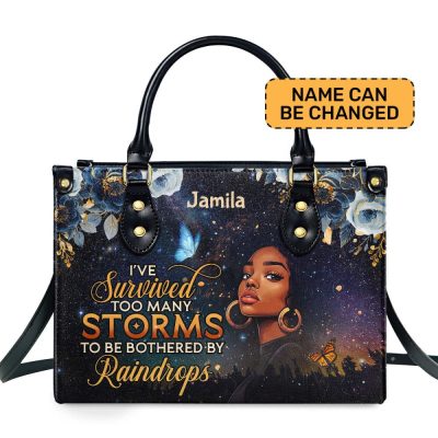 I'Ve Survived Too Many Storms - Personalized Leather Handbag Sblhblm1446Ta