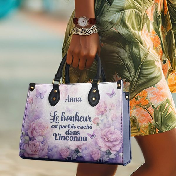 Le Bonheur Est Parfois Caché Dans L’Inconnu - Personalized Leather Handbag Sb610
