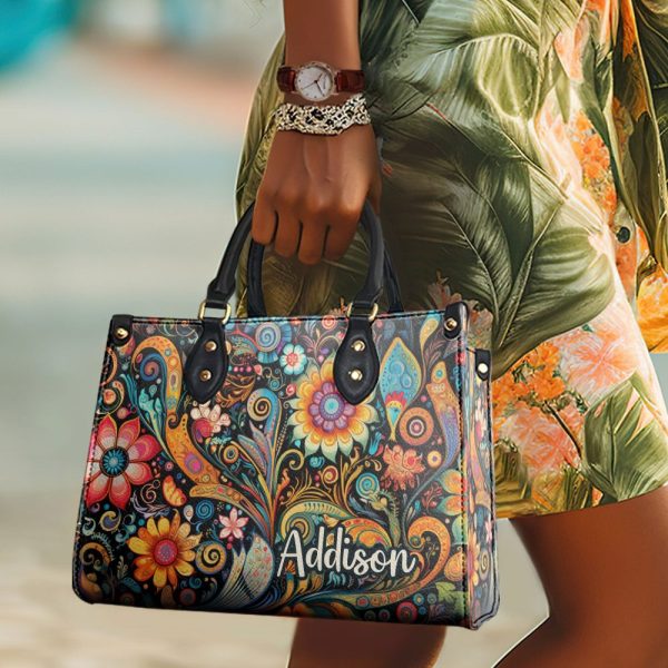 Flourish - Personalized Leather Handbag Stb129