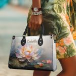 Blooming Lotus - Personalized Leather Handbag Stb138
