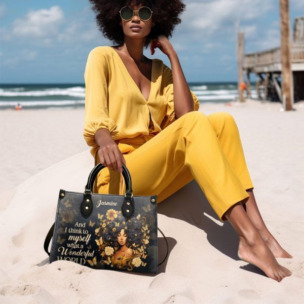 I Think To Myself What A Wonderful World - Personalized Leather Handbag Stb20