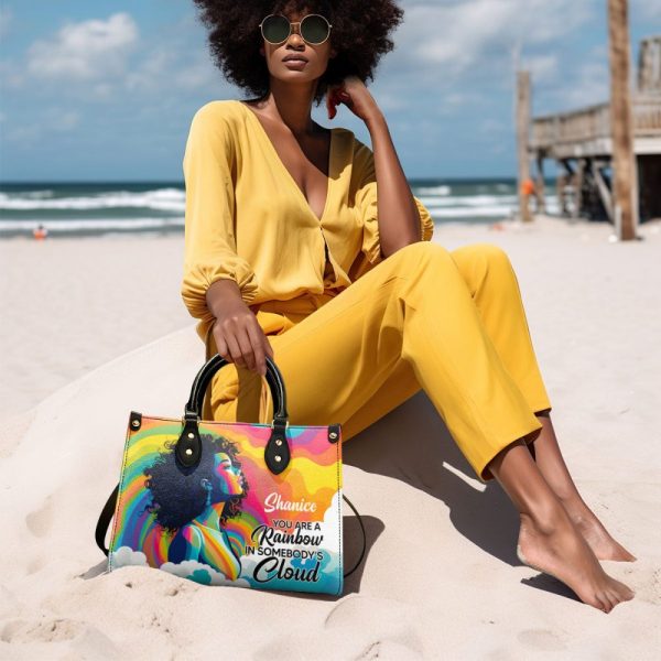 You Are A Rainbow - Personalized Leather Hand Bag Stb48