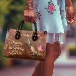 Birthday Queen - Personalized Purple Leather Handbag Stb67