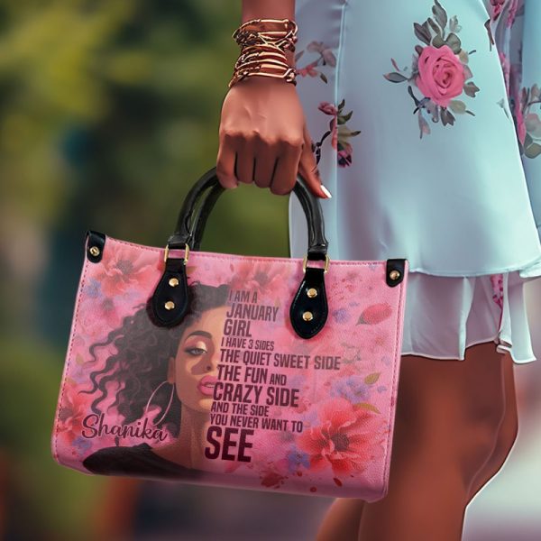 I Am A Girl - Personalized Leather Handbag Stb72