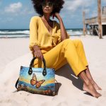 Butterfly In The Starry Night Style - Personalized Leather Handbag Msm07