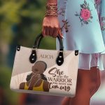 She Was The Warrior - Personalized Leather Hand Bag Stb102