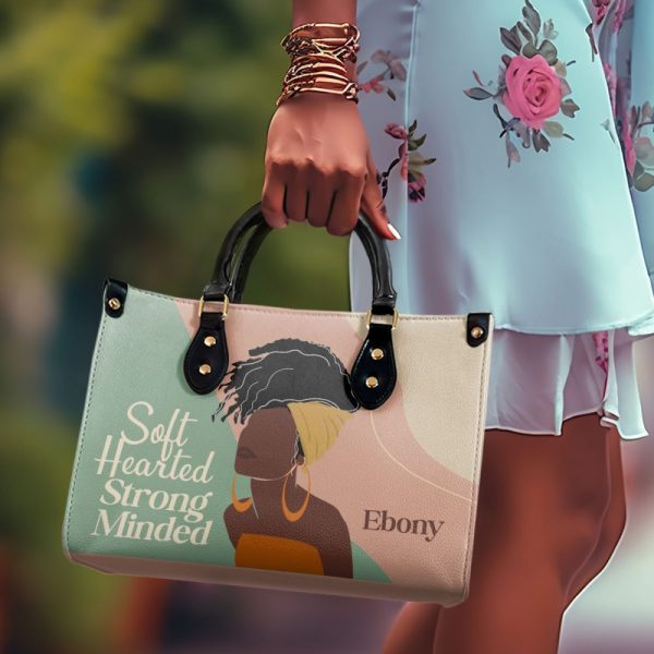 Soft Hearted Strong Minded - Personalized Leather Handbag Stb96