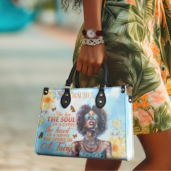 She Has The Soul Of A Gypsy - Personalized Leather Handbag Sbn07