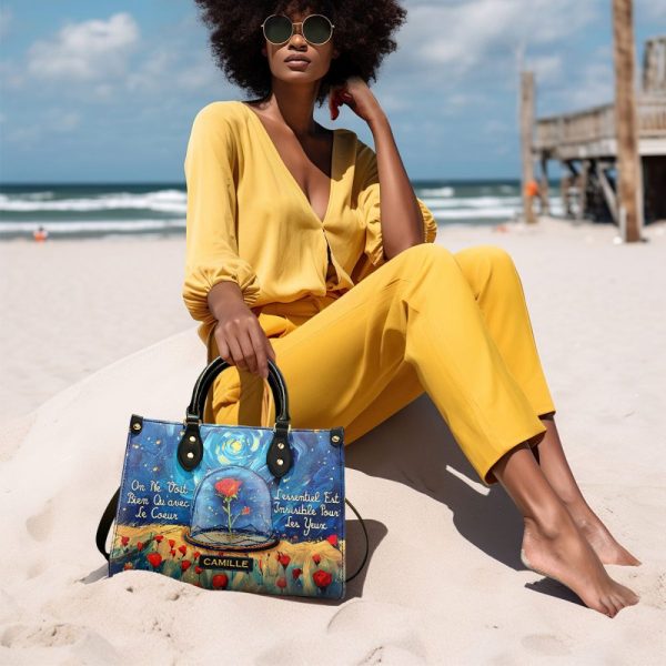 On Ne Voit Bien Qu’Avec Le Coeur - Personalized Leather Hand Bag Sblhbt67