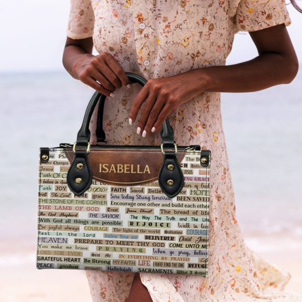 Faith Text - Personalized Leather Hand Bag Sblhbpt771T