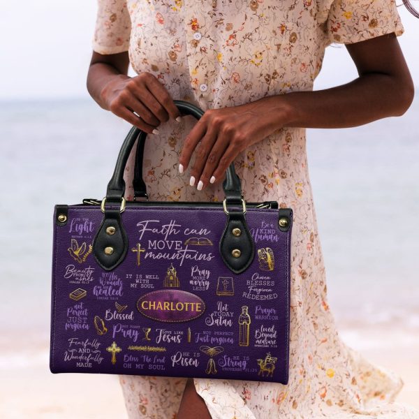 Faith Can Move Mountains - Personalized Leather Handbag Sblhbt84
