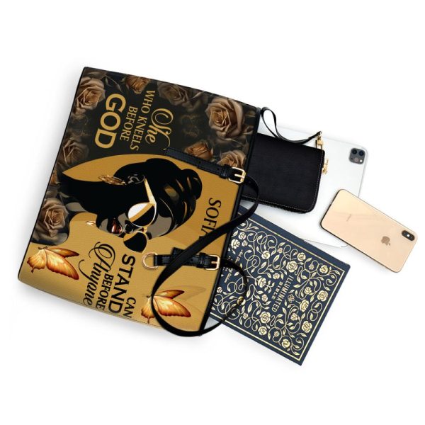 She Who Kneels Before God Can Stand Before Anyone - Personalized Leather Totebag