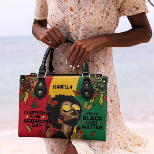 Juneteenth Is My Independence Day - Personalized Leather Handbag Sblhbt54