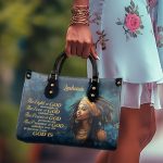 The Light Of God Surrounds Me - Personalized Purple Leather Handbag Stb173