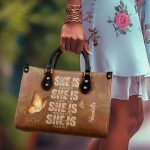 She Is Strong - Personalized Leather Handbag Stb180