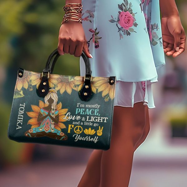 I'M Mostly Peace - Personalized Leather Handbag Sbhn12
