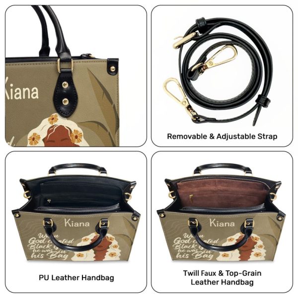 When God Created Black Women - Personalized Leather Hand Bag Stb107