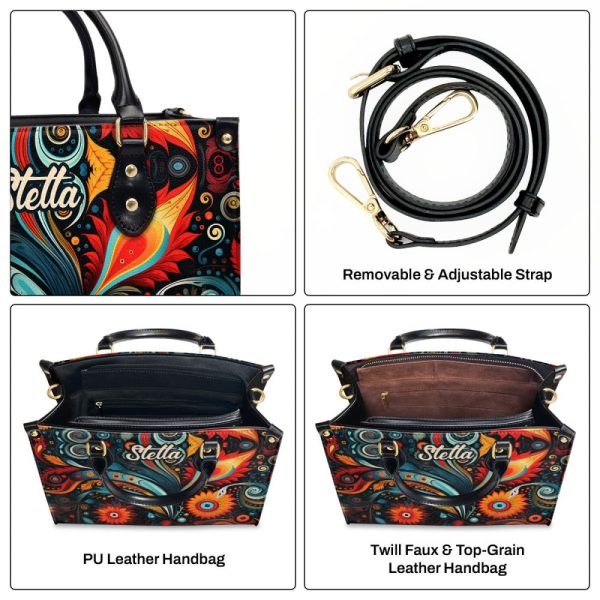 Floral Boho - Personalized Leather Handbag Stb128