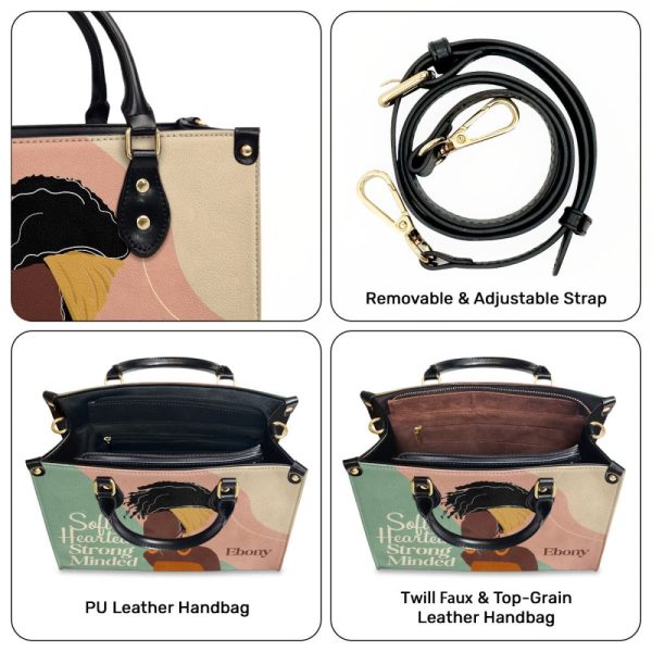 Soft Hearted Strong Minded - Personalized Leather Handbag Stb96