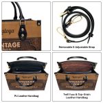 Personalized Vintage Brown Leather Handbag Stb66