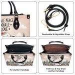 Inhale Peace, Exhale Love - Elephant Personalized Leather Handbag Sb838
