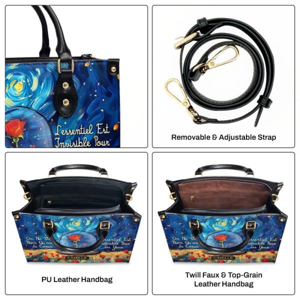 On Ne Voit Bien Qu’Avec Le Coeur - Personalized Leather Hand Bag Sblhbt67