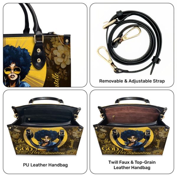 She Who Walks With God Will Always Reach Her Destination - Personalized Purple Leather Handbag Stb169