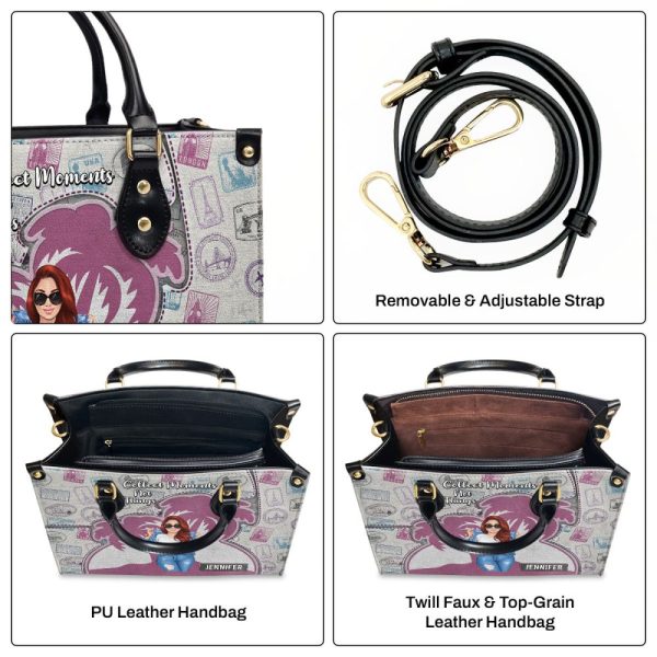 Collect Memories Not Things - Personalized Leather Hand Bag Sblhbt76