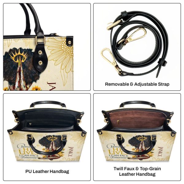 Because He Lives, I Can Face Tomorrow - Personalized Leather Handbag Mb55