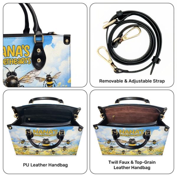 Nana'S Sweethearts - Bees Personalized Leather Handbag Stb114