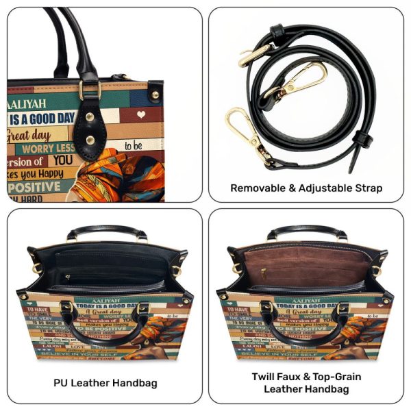 Today Is A Good Day - Personalized Purple Leather Handbag Stb175