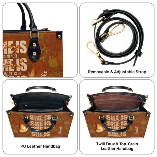 She Is Strong - Personalized Leather Handbag Stb180