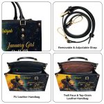 Month Girl - Personalized Purple Leather Handbag Stb176