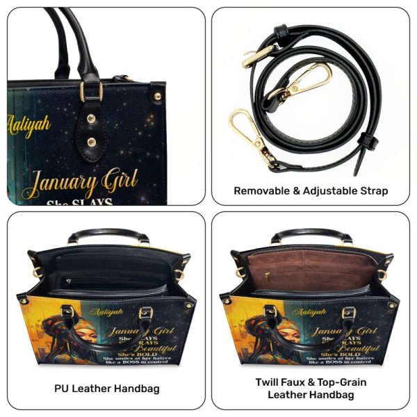 Month Girl - Personalized Purple Leather Handbag Stb176