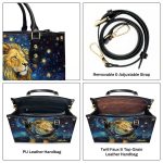 Lion Under The Starry Night - Personalized Leather Handbag Msm22