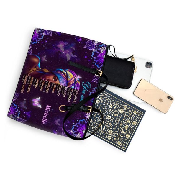 God Says You Are - Personalized Leather Totebag