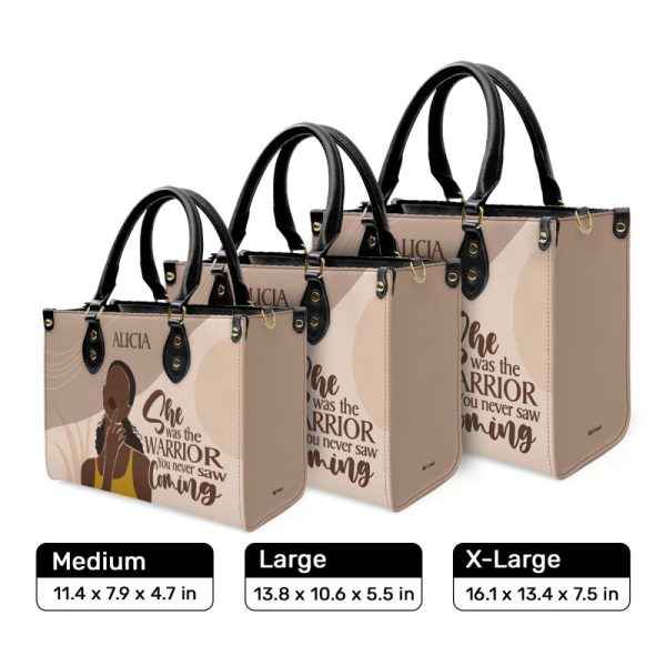 She Was The Warrior - Personalized Leather Hand Bag Stb102