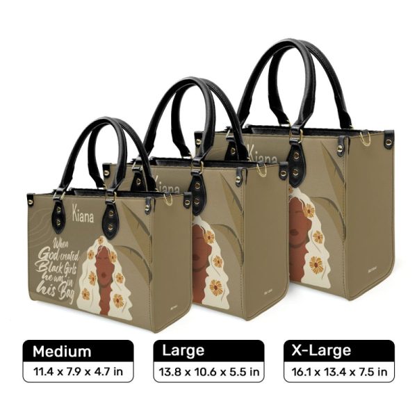When God Created Black Women - Personalized Leather Hand Bag Stb107