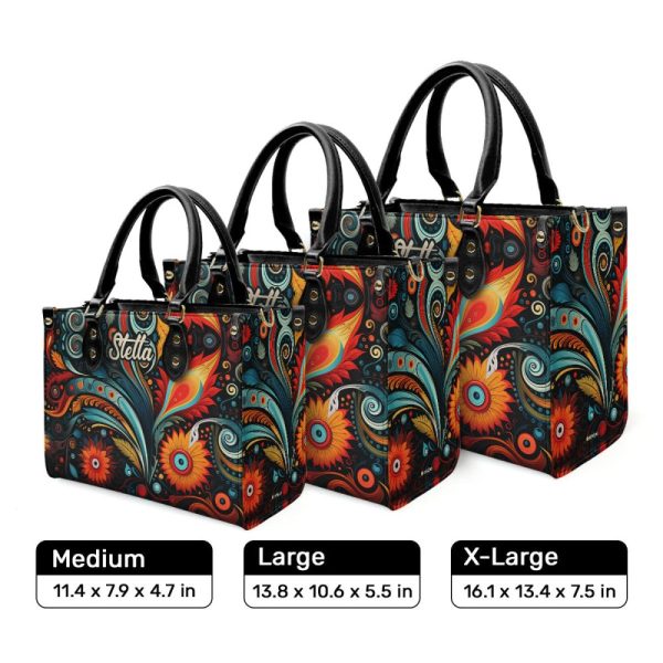 Floral Boho - Personalized Leather Handbag Stb128