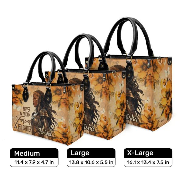 Forever A Fighter - Personalized Leather Hand Bag Stb83