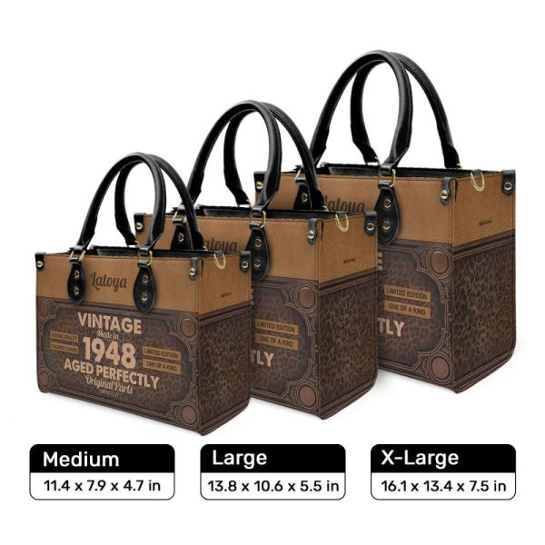 Personalized Vintage Brown Leather Handbag Stb66