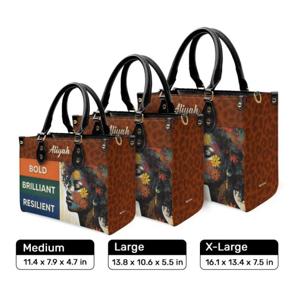 Bold Brilliant Resilient - Personalized Purple Leather Handbag Stb69