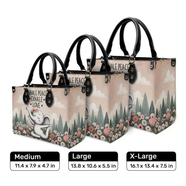 Inhale Peace, Exhale Love - Elephant Personalized Leather Handbag Sb838