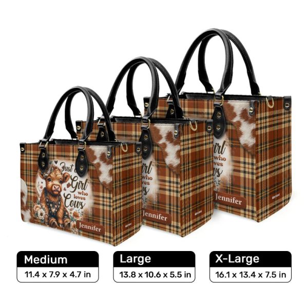 Just A Girl Who Loves Cows - Personalized Leather Handbag Sbha03