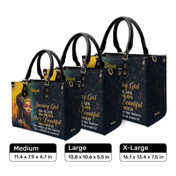 Month Girl - Personalized Purple Leather Handbag Stb176