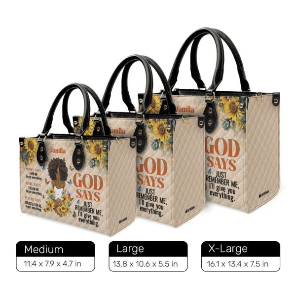 God Says Just Remember Me - Personalized Leather Handbag Sblhblm1402Ta