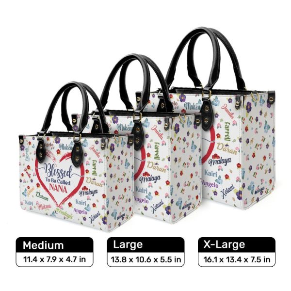 Blessed To Be Called Nana - Personalized Leather Handbag