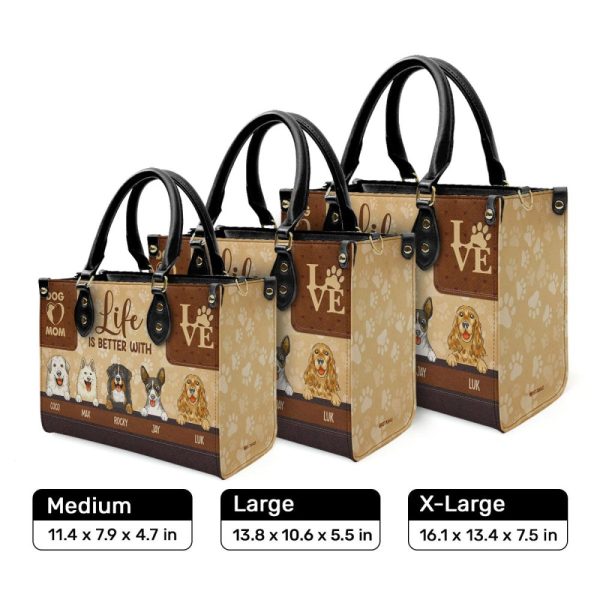 Life Is Better With Dogs - Personalized Leather Handbag Stb153
