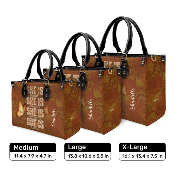 She Is Strong - Personalized Leather Handbag Stb180